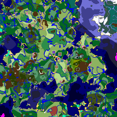 Predicted biome map of Java 26.3 seed 5839062929612383861 around estimated spawn