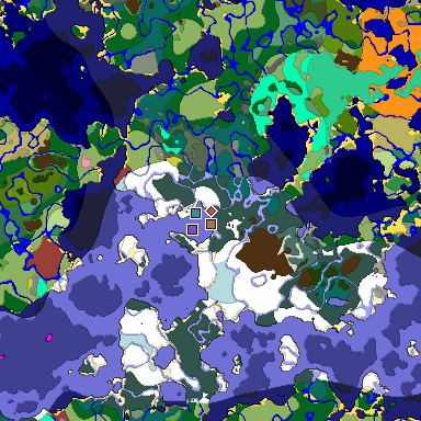 Predicted biome map of Java 26.3 seed 5548564245160366659 around estimated spawn