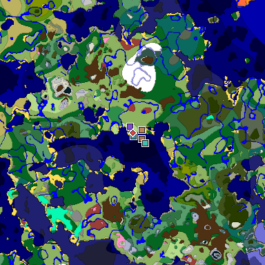 Predicted biome map of Java 26.3 seed 4081069363316590245 around estimated spawn