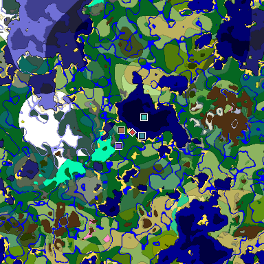 Predicted biome map of Java 26.3 seed 305370350413729632 around estimated spawn