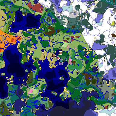 Predicted biome map of Java 26.3 seed -5326572422702447112 around estimated spawn