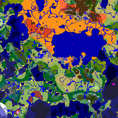 Predicted biome map of Java 26.3 seed -1157054475901545497 around estimated spawn