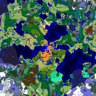 Predicted biome map of Java 26.3 seed -6507870026011858637 around estimated spawn