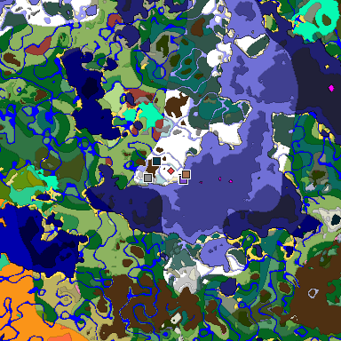 Predicted biome map of Java 26.3 seed 1612632841549104758 around estimated spawn