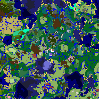 Predicted biome map of Java 26.3 seed 6860152412999513149 around estimated spawn