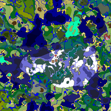 Predicted biome map of Java 26.3 seed 5099652434127044786 around estimated spawn