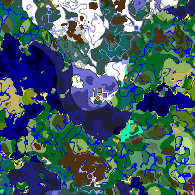 Predicted biome map of Java 26.3 seed 1875965477705789529 around estimated spawn