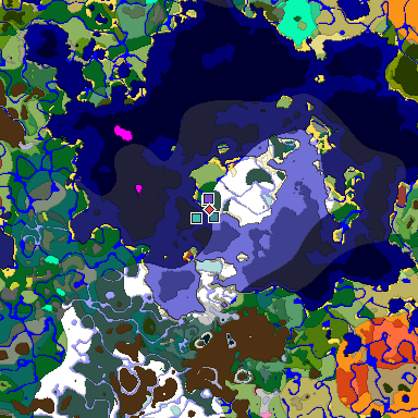 Predicted biome map of Java 26.3 seed -1032879023490128238 around estimated spawn