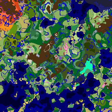Predicted biome map of Java 26.3 seed 4312551721644426918 around estimated spawn