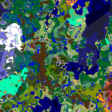 Predicted biome map of Java 26.3 seed -3767542261940683732 around estimated spawn