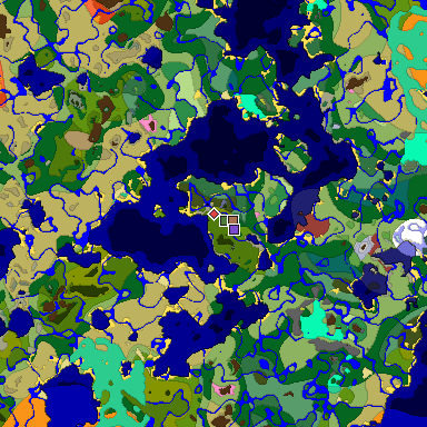 Predicted biome map of Java 26.3 seed -8931206870627011332 around estimated spawn