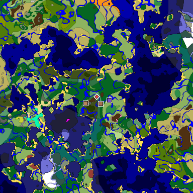 Predicted biome map of Java 26.3 seed 5254185244723032454 around estimated spawn