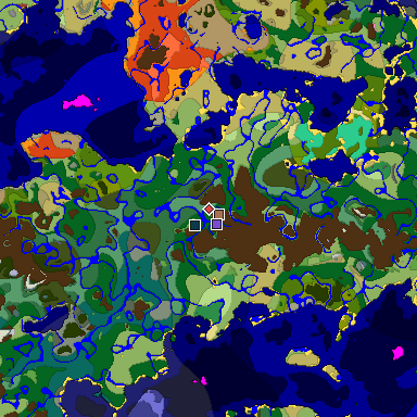 Predicted biome map of Java 26.3 seed -1087086121932195092 around estimated spawn