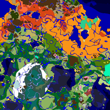Predicted biome map of Java 26.3 seed 2374921910726580404 around estimated spawn