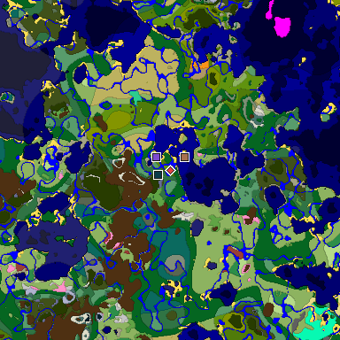 Predicted biome map of Java 26.3 seed 8115019833102766060 around estimated spawn