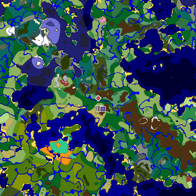 Predicted biome map of Java 26.3 seed -9101075749612934089 around estimated spawn