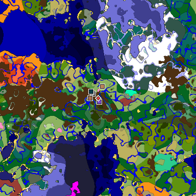 Predicted biome map of Java 26.3 seed 8695761215290324183 around estimated spawn