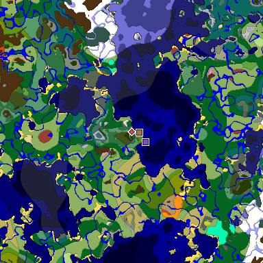 Predicted biome map of Java 26.3 seed -2780002176610733870 around estimated spawn