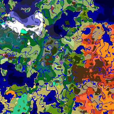 Predicted biome map of Java 26.3 seed -8120559012892568212 around estimated spawn