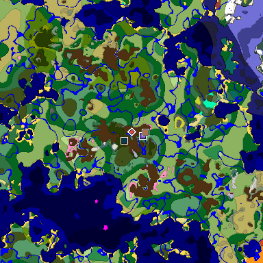 Predicted biome map of Java 26.3 seed -3726239605988943512 around estimated spawn