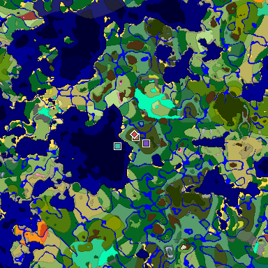 Predicted biome map of Java 26.3 seed -4523163659707732307 around estimated spawn