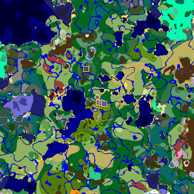 Predicted biome map of Java 26.3 seed -6055949920623787394 around estimated spawn