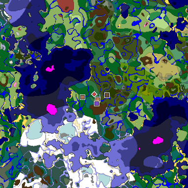 Predicted biome map of Java 26.3 seed -5544482366169355914 around estimated spawn