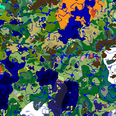 Predicted biome map of Java 26.3 seed 6249509051315999086 around estimated spawn