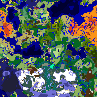 Predicted biome map of Java 26.3 seed 742642568485734187 around estimated spawn