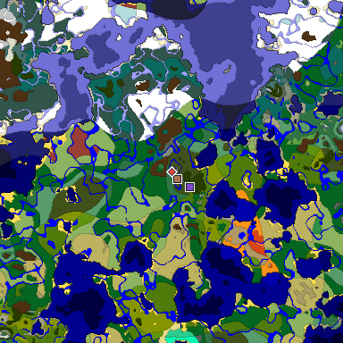 Predicted biome map of Java 26.3 seed -8571453645031415822 around estimated spawn
