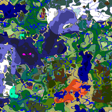 Predicted biome map of Java 26.3 seed 18378858181534829 around estimated spawn