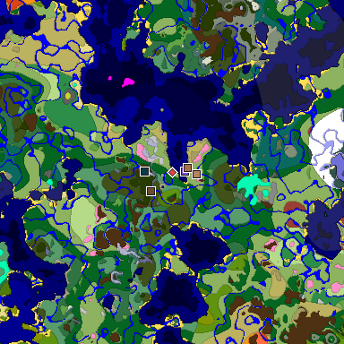 Predicted biome map of Java 26.3 seed -882928731001943940 around estimated spawn