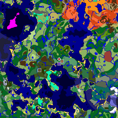 Predicted biome map of Java 26.3 seed -5442520369473157216 around estimated spawn