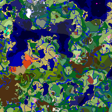 Predicted biome map of Java 26.3 seed 4059997214610922488 around estimated spawn