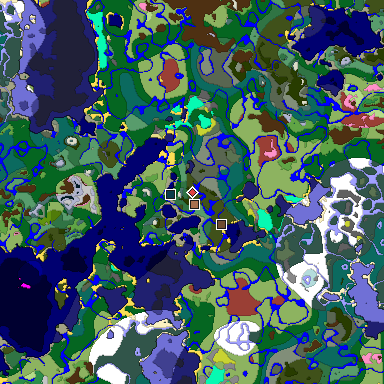 Predicted biome map of Java 26.3 seed -6896174842825788174 around estimated spawn