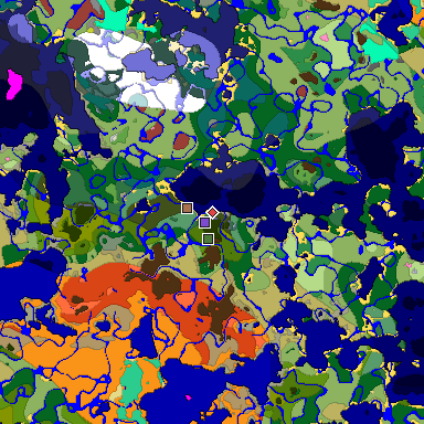 Predicted biome map of Java 26.3 seed -877912399662109917 around estimated spawn