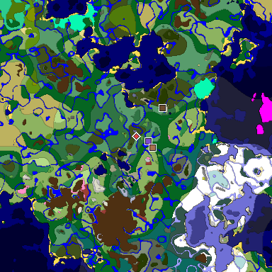 Predicted biome map of Java 26.3 seed 4339384913916221767 around estimated spawn