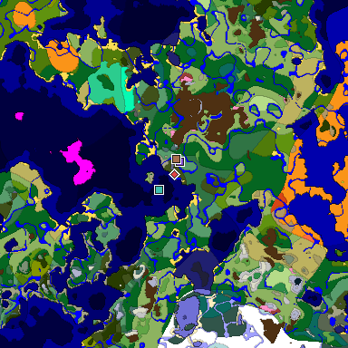 Predicted biome map of Java 26.3 seed 4935898085213952777 around estimated spawn