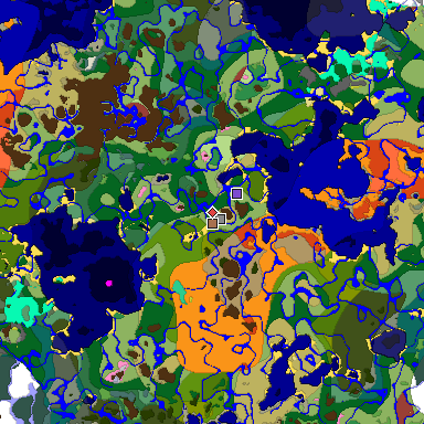 Predicted biome map of Java 26.3 seed 7559065672501037876 around estimated spawn