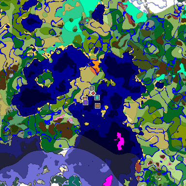 Predicted biome map of Java 26.3 seed 3002076669710412880 around estimated spawn