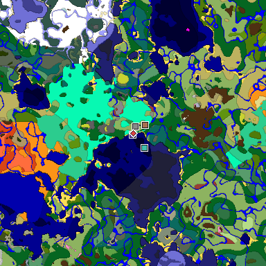 Predicted biome map of Java 26.3 seed -7960036482717200716 around estimated spawn