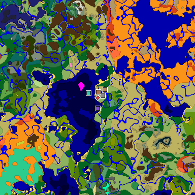 Predicted biome map of Java 26.3 seed 6504726202288202396 around estimated spawn