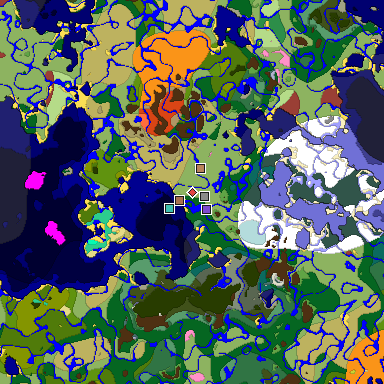 Predicted biome map of Java 26.3 seed -6817338977763215734 around estimated spawn
