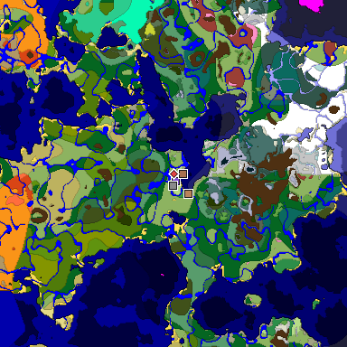 Predicted biome map of Java 26.3 seed -6174027076149789640 around estimated spawn