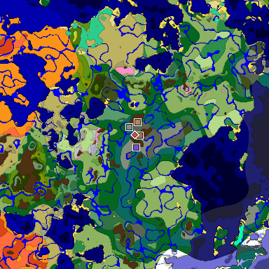 Predicted biome map of Java 26.3 seed 2156356150763467380 around estimated spawn