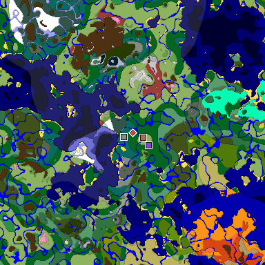 Predicted biome map of Java 26.3 seed 7785904860405217611 around estimated spawn