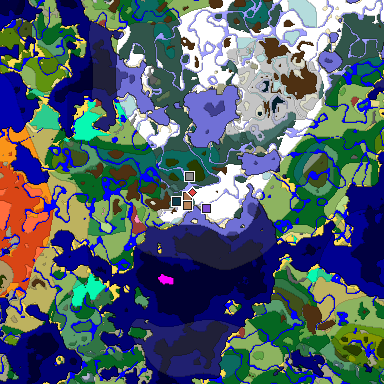 Predicted biome map of Java 26.3 seed -8691759861966135633 around estimated spawn