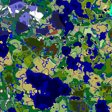 Predicted biome map of Java 26.3 seed 7005271363882032182 around estimated spawn