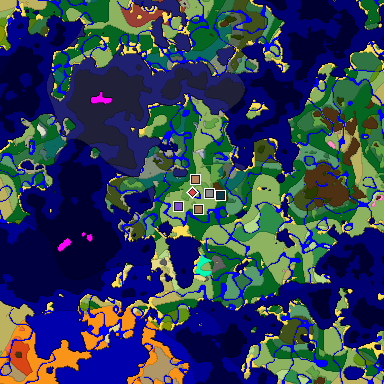 Predicted biome map of Java 26.3 seed -7226589804807910365 around estimated spawn