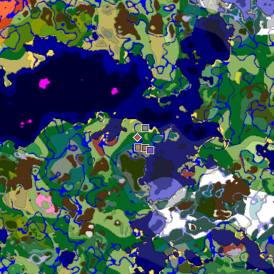Predicted biome map of Java 26.3 seed -3746635361874992012 around estimated spawn